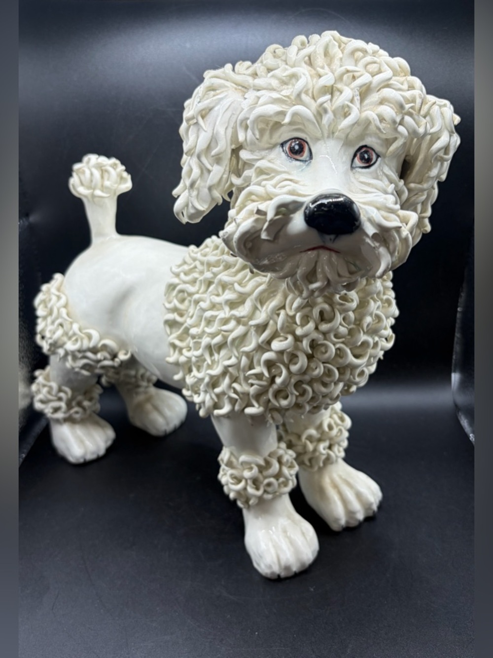 Vintage Italian Handmade Hollywood Regency Spaghetti Poodle Dog Sculpture Statue